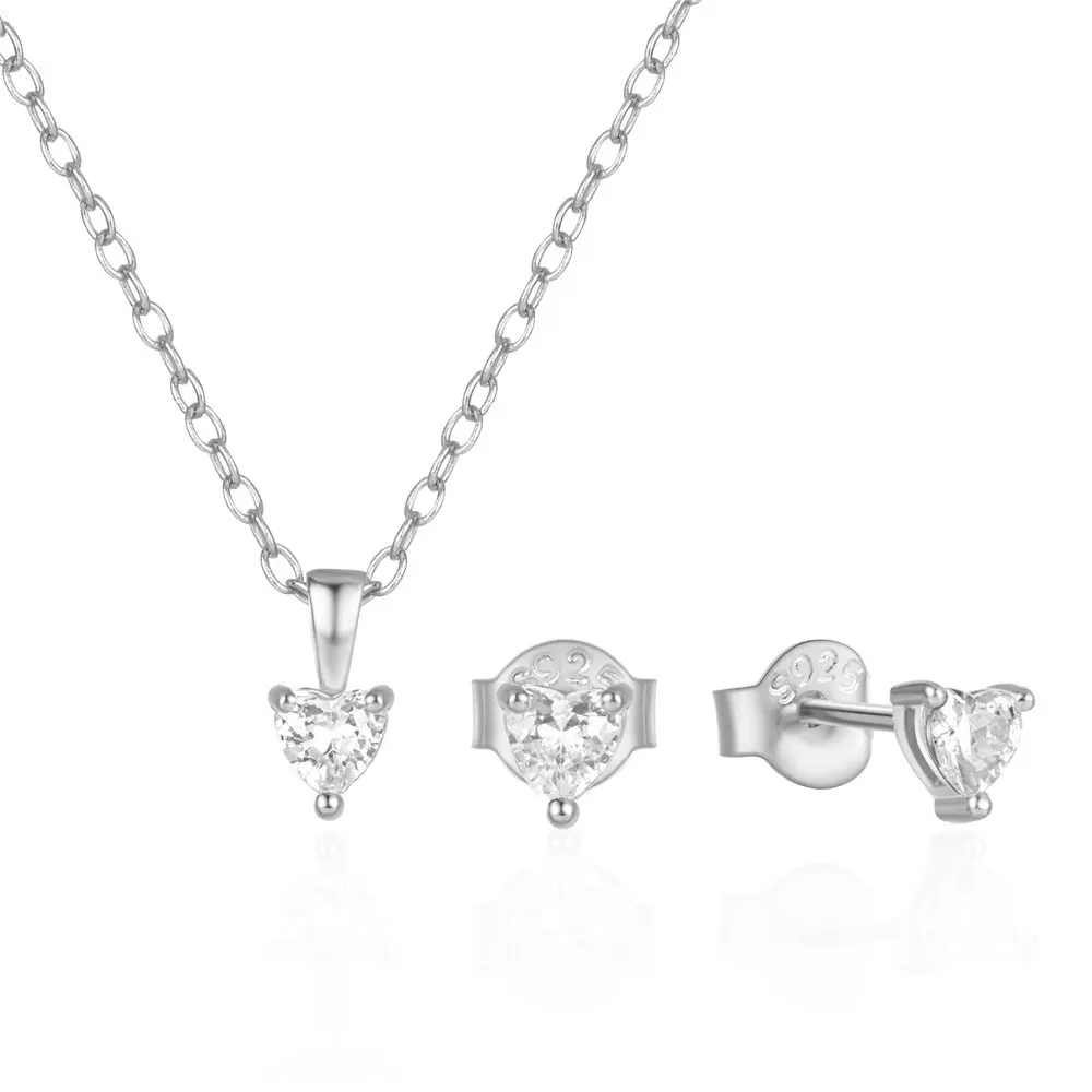 925 Sterling Silver Jewelry Set Banhado A Ouro Cubic Zirconia Pingente Colar Brinco Conjuntos Mulheres Presente