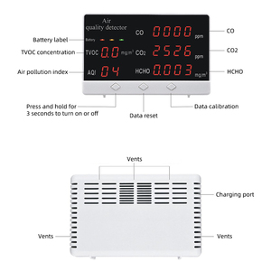 Monitor di Qualità dell'Aria Multifunzione 5 in 1 di Alta Qualità per HCHO/TVOC/<span class=keywords><strong>CO</strong></span>/CO2/AQI, Rilevatore di Gas per Interni - Product Image 2