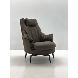 <span class=keywords><strong>Poltrona</strong></span> Girevole di Design Contemporanea con Schienale Alto e Cuscino, Rivestimento in Velluto, Arredamento per Casa e Ufficio - Product Image 1