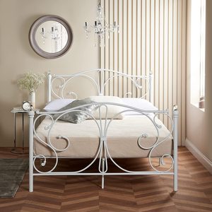 Blanc simple et discret, facile à installer, cadre <span class=keywords><strong>de</strong></span> lit à plateforme en métal <span class=keywords><strong>de</strong></span> <span class=keywords><strong>type</strong></span> king-size <span class=keywords><strong>de</strong></span> base, lit simple - Product Image 1