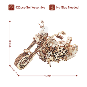 Kit de Modélisme Moto Cruiser en Bois DIY, Puzzles 3D en Bois <span class=keywords><strong>pour</strong></span> le Dropshipping - Product Image 3