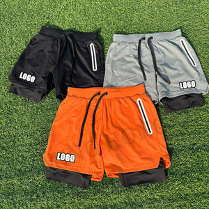 Custom Men's Contrast Color 2 In 1 <b>Shorts</b> Quick Dry Side <b>Zipper</b> Double Layer Sports <b>Shorts</b> - Product Image 6
