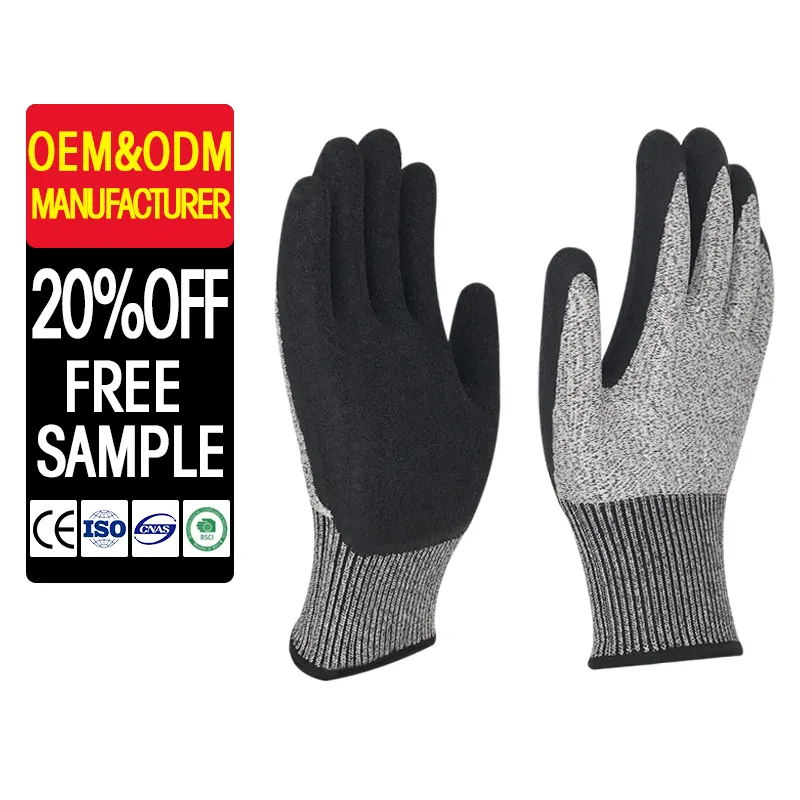 Sicherheits arbeits handschuhe aus String Knit Palm Latex getauchten beschichteten Handschuhen, Sicherheits schutz rutsch feste Arbeits handschuhe