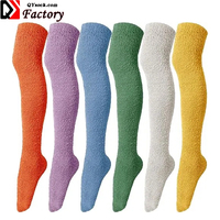 Chaussettes hautes de cuisse personnalisées en usine chaussettes épaisses à demi-pile hiver et automne femmes chaussettes à fourrure thermique