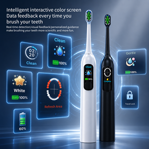 Private Label AI Smart Screen Display Travel Electric Toothbrush 3 Language Soft Oral Sonic Toothbrush Electrical Toothbrush