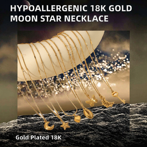 OEM ODM LEPAI Gratis 18K verguld roestvrijstalen schakelsnoer met maan, ster, schelp en vlinder hanger voor dames en kinderen - Product Image 2