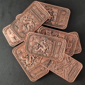 Lingote de Cobre Fino .999 de 1 Oz con Grabado, Moneda con Patrón Oriental Antiguo, Coleccionable Hecho a Mano - Product Image 6