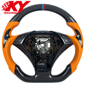 Volante deportivo personalizado de fibra de carbono y cuero naranja, adecuado para BMW E46 E60 E61 E62 E63 E66 E82 E87 E90 E92 - Product Image 1