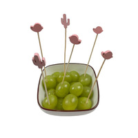 12cm Rose Petit Oiseau Bambou Brochette Naturel Jetable Fruits Fourchette Dessert Gâteau Bâton 100pcs Pack