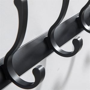 WEKIS Aluminum Alloy Brushed Contemporary Design Eco-Friendly Multifunction Self-Adhesive Wall Mounted 5 <b>Hooks</b> <b>Kitchen</b> Bathroom - Product Image 3