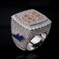 Bague en argent sterling 925 sertie de moissanite étincelante, style hip-hop délicat, testée au diamant, VVS