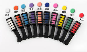 Craie de couleur de cheveux bricolage temporaire 10 couleurs peigne de couleur lavable résistant à la chaleur sans alcool pour les enfants et la fête - Product Image 5