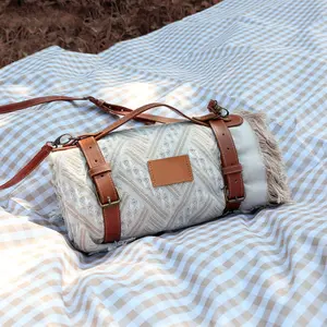 Bohemian Custom Printed Quilted Picnic Blanket Waterproof Extra Large