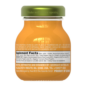 Jus de Carotte 100% Biologique Naturel Concentré Fonctionnel avec Shots de Citron Vert en Bouteilles de 70g - Product Image 2