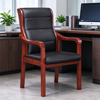 Chaise de conférence robuste avec structure en bois et revêtement en cuir PU, chaise de direction en gros pour salle de réunion