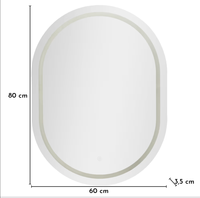 Cermin Kamar Mandi Pintar Modern Berbingkai Kaca Oval Cerdas yang Dipasang di Dinding dengan Layar Sentuh dan Lampu LED untuk Rias