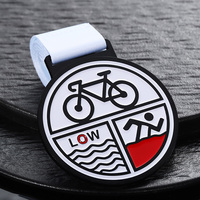 Nouvelles médailles personnalisées 3D en alliage de zinc plaqué noir, impression couleur, médailles de triathlon 3D à face unique avec ruban