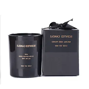 Bougies noires parfumées en cire de soja, fournitures en gros d'usine, Simple, boîte-cadeau