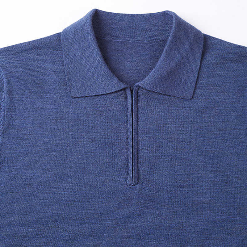 Polo deportivo para hombre, ropa informal de primavera y verano, de punto, de lana merina, con cremallera, novedad, venta al por mayor