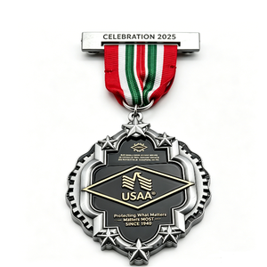 Médaille de célébration USAA 2025 en alliage de zinc plaqué argent, forme irrégulière, impression en relief, récompense - Product Image 2