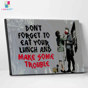 UNIART Make Some Trouble Canvas Art Poster y Wall Art Picture Print Modern Dormitorio Decoración Posters Banksy Graffiti Art - Product Image 2