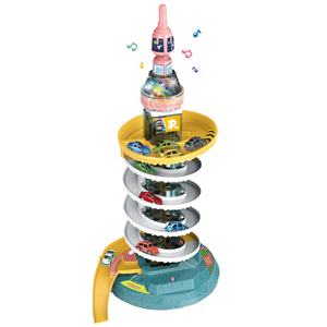 Samtoy Inertance Small Vehicles Car DIY Assembly Slide Track Packing Lot <span class=keywords><strong>Garage</strong></span> Adventure B /O High Tower Rail Car Slot Toy - Product Image 1