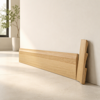 Papan Alas Dinding Kayu Solid Warna Oak Tanpa Cat, Papan Lis Kayu Bertekstur, Trim Dinding Interior