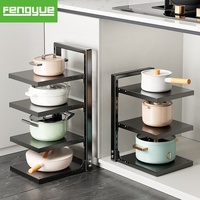 Étagère de cuisine réglable multi-niveaux pour casseroles et poêles, en acier au carbone, 4 niveaux, support de rangement métallique sous l'évier