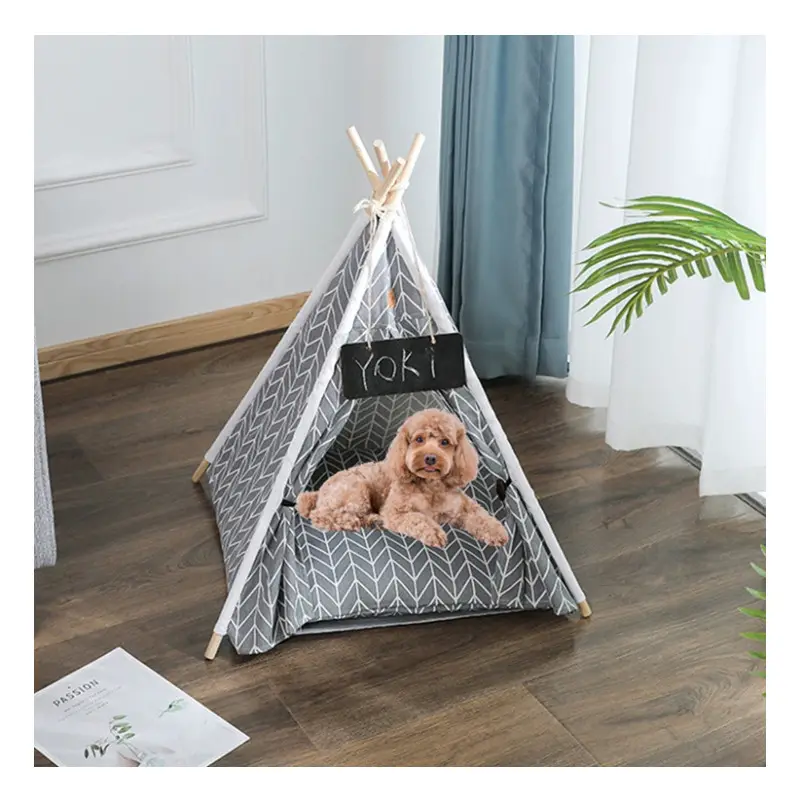 Custom Printed Pet Tent House Personalized Portable Outdoor Dog Cat Sleeping Teepee with Soft Cushion