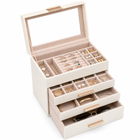 Boîte à bijoux en cuir PU blanc crème multicouche, plusieurs tailles, organiseur de bijoux, rangement pour bagues, colliers, montres