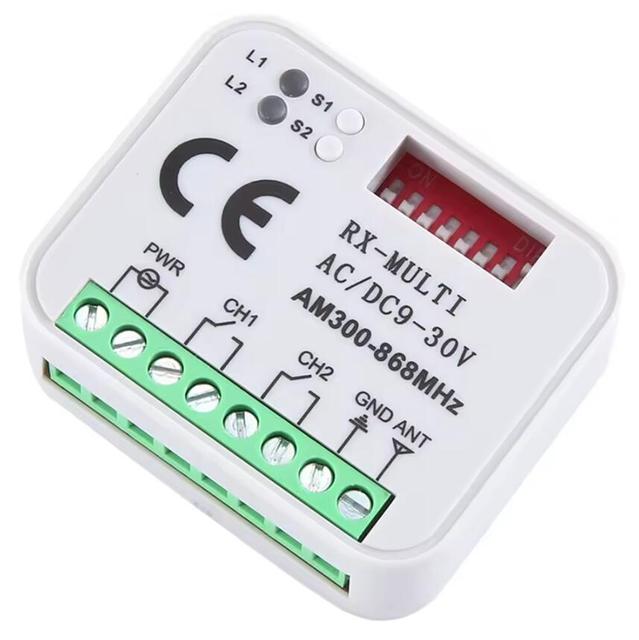 Universal RX Multi Frequency 300-868MHz Receiver 2CH 12V 24V Relay Module Garage Door Remote Control Switch 433.92MHz 868MHz