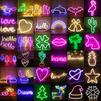 Enseigne néon LED flexible colorée en forme de double cœur à suspendre au mur, personnalisable, pour la décoration de la maison et des fêtes, cadeau de mariage ou de Noël