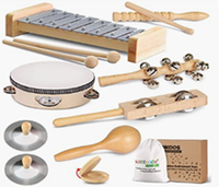 Wooden Musical Instruments Set, Percussion Set with Xylophone Educational Music Toys for Kids and Toddlers