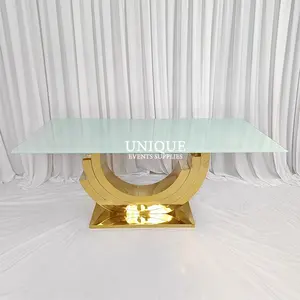 新设计半圆金色婚礼头桌，用于新娘和新郎装饰