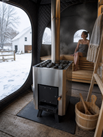 Poêle à bois traditionnel Warmfire pour sauna, alimentation externe, 15 kW, acier inoxydable 304, homologué CE, pour spa domestique avec cheminée