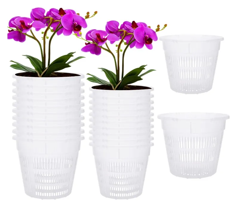 Vasos Net Copos Net Heavy Duty Orquídeas Aquaponics Jardim Slotted Mesh Net Bucket Basket Plant Basket