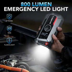 Démarreur de voiture portable 12V avec batterie de 8000 mAh, booster de batterie, pompe à air et compresseur d'air - Product Image 5