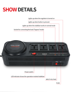 1000VA電力 220Vソケット AC自動電圧調整器 安定器 AVR 4つの出力ソケット付き - Product Image 4