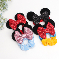 Anneau de cheveux mickey à paillettes, en tissu, patchwork de couleur, ornement de cheveux de princesse, doux et ravissant couvre-chef pour enfants, nouvelle collection