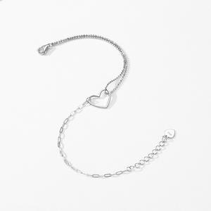 Pulsera de Cadena con Forma de Corazón Simple de Plata de Ley S925 con Circonita para Mujer, Joyería Moderna, Versión de Cobre Personalizable - Product Image 4