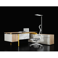 Bureau de direction moderne en bois MFC MDF, extensible en forme de L, durable, résistant à l'eau, avec rangement
