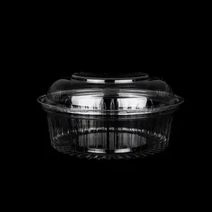 Récipient rond pour fruits et salades boîte d'emballage jetable 24oz boîte en plastique transparent avec couvercles