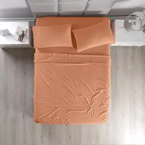 Juego de Sábanas Viasoft de Coral Lavado, 2000 Hilos, Hipoalergénicas, para Cama, 4 Piezas, Diseño Sólido - Product Image 3