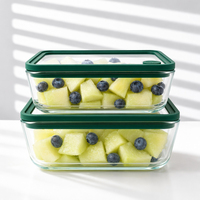 Boîte à lunch en verre borosilicate haute résistance avec couvercles hermétiques, compatible micro-ondes, pour supermarché – Fournisseur direct usine