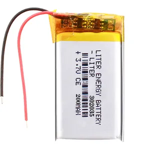 Custom נטענת 302035 3.7v 200mah li פולימר סוללה עבור מדפסת ניידת