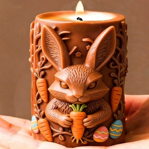 Easter Bunny Candle Mold Silicone Fondant Mold For DIY Candle Making Pillar Shape Easter Decor Gift - Product Image 1