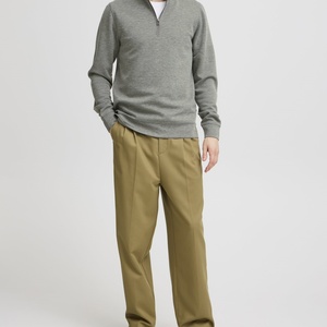 Sudadera Polo de Manga Larga con Cierre de Cremallera para Hombre, Corte Regular, 100% Algodón, Estampado Otoñal, Cuello Alto Simulado - Product Image 3