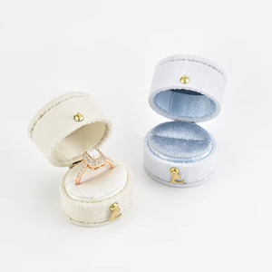 TAIMY Mini boîte à bagues en lin Style minimaliste européen boîte à bijoux personnalisée haut de gamme de couleur unie ovale petite boîte à bagues - Product Image 5