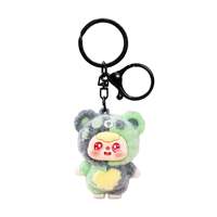 Porte-clés ours en peluche mignon imprimé floqué, petit pendentif, breloque de sac à dos, petit accessoire, jouet de machine à griffes, cadeau unisexe