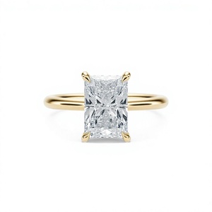 Anillo de Compromiso Solitario de Diamante Cultivado en Laboratorio, Corte Radiante, 3.5 Quilates, Oro Amarillo de 14K, Venta al Por Mayor - Product Image 3